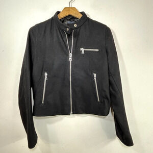 Gap Jacket Womens S Full Zip Moto Jacket Biker Wool Black Coat Casual